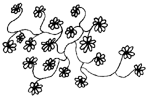 Abstract drawing of flowers.