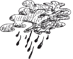 Drawing of clouds and rain.